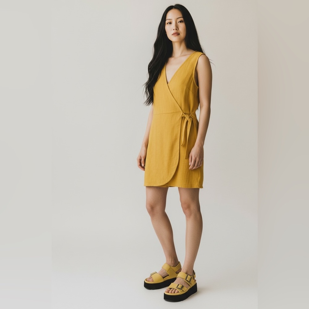 Madewell Texture & Thread Short-Sleeve Side-Tie Dress